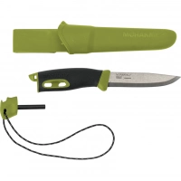 Нож с фиксированным лезвием Morakniv Companion Spark (S) Green, сталь Sandvik 12C27, рукоять резина/пластик купить в Нижневартовске