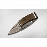 Нож-зажим для купюр складной Pocket Clip «Kamon» Aoi «Мальва» MC-0081, сталь AUS-8, рукоять cталь купить в Нижневартовске