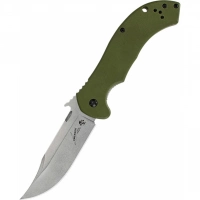 Складной нож Emerson Design CQC-10K KERSHAW 6030, сталь лезвия 8Cr14MoV Stonewashed Bowie Blade, рукоять G-10/410 сталь, зелёный купить в Нижневартовске