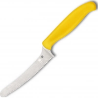 Универсальный кухонный нож Spyderco Z-Cut Serrated Offset Kitchen, сталь CTS™ — BD1 Alloy, рукоять желтый полипропилен купить в Нижневартовске