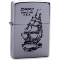 Зажигалка ZIPPO Boat-Zippo Satin Chrome, латунь с ник.-хром. покрыт., сереб., матовая, 36х56х12мм купить в Нижневартовске